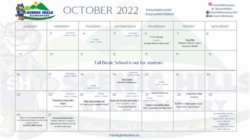 October 2022 School Calendar